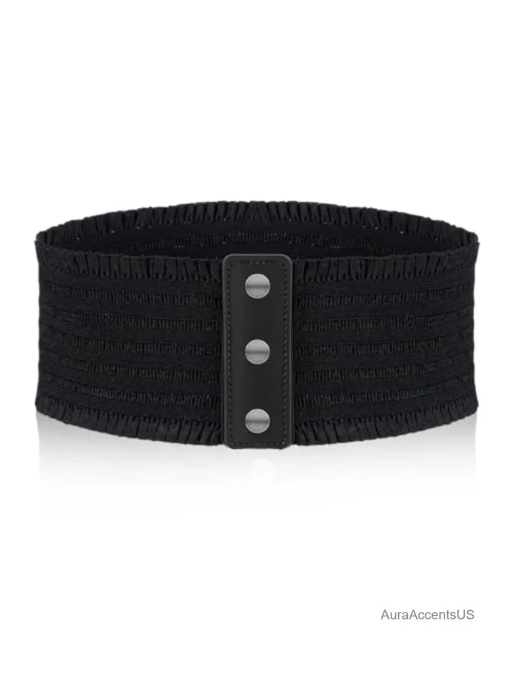 Wide Elastic Waist Belt with Snap Fastener for Dresses